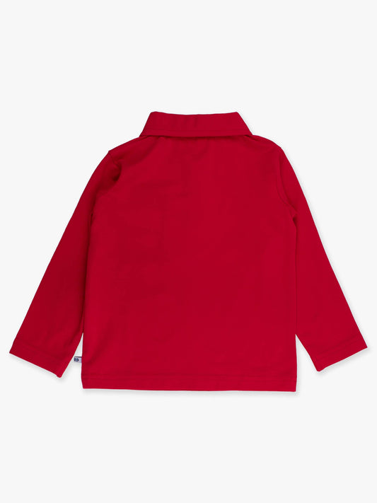 Boys Red Knit Long Sleeve Polo Shirt