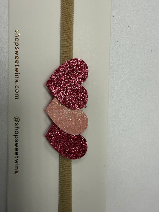 Pink Sparkle Hearts Valentine's Day Baby Headband