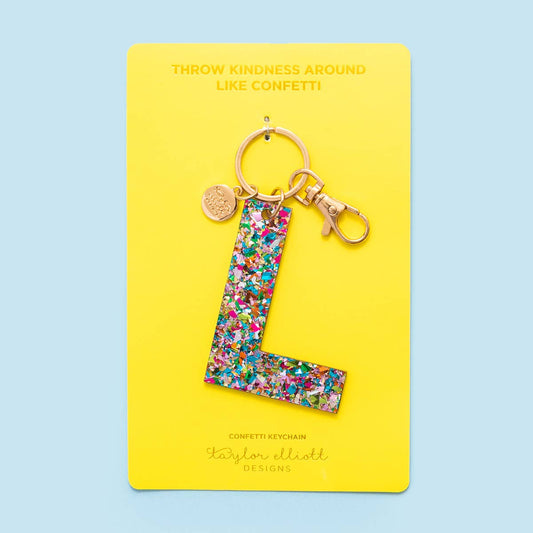 Keychain - Letters A - Z - Colorful Confetti - Each