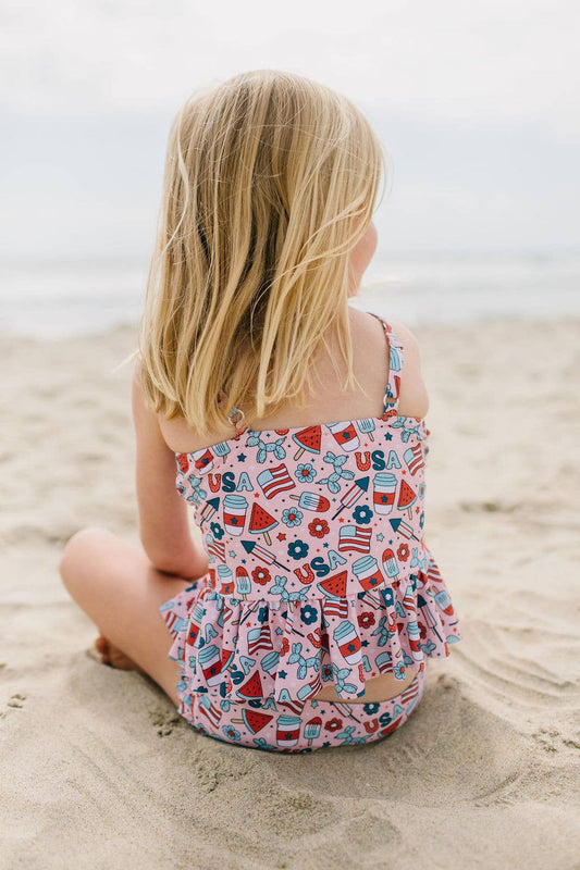 Emma Swim in Pink Celebration | girls UPF 50 swim