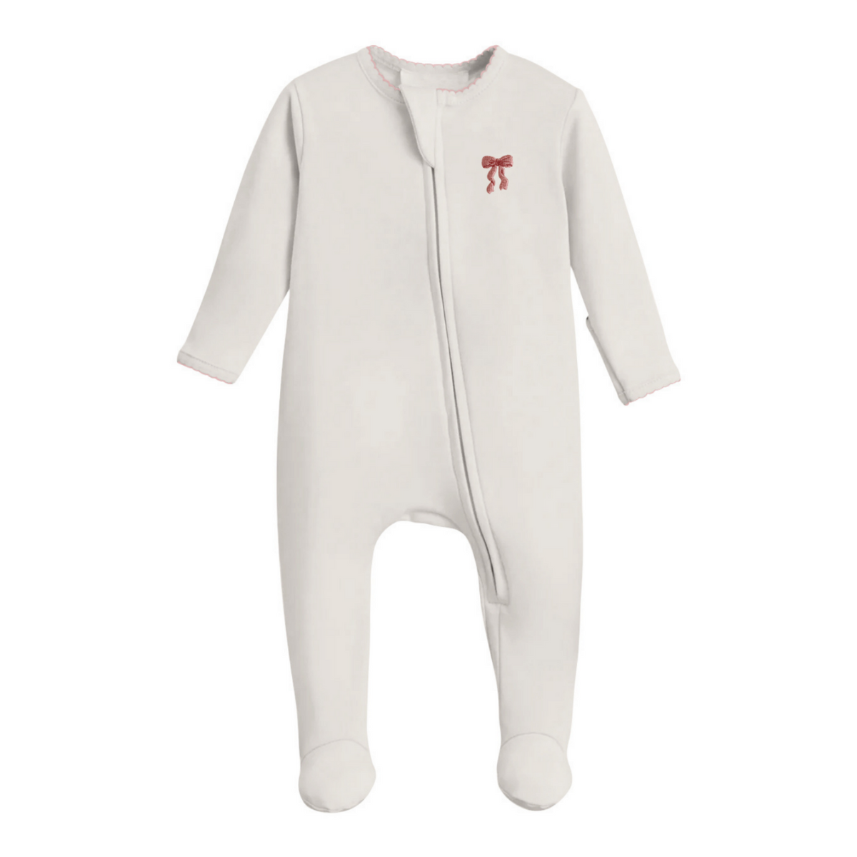 Bow - Pip Embroidered Zip Romper