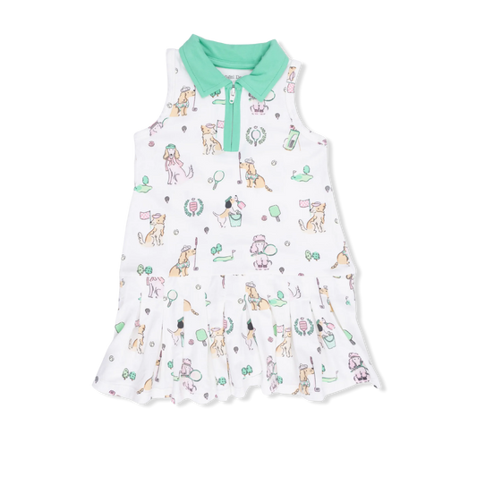 Country Club Dogs-Polo Tennis Dress w/Cartwheel Shorts - Pink