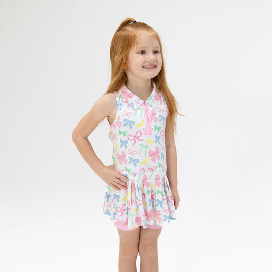 Polo Tennis Dress with Cartwheel Short- Sweet Bows