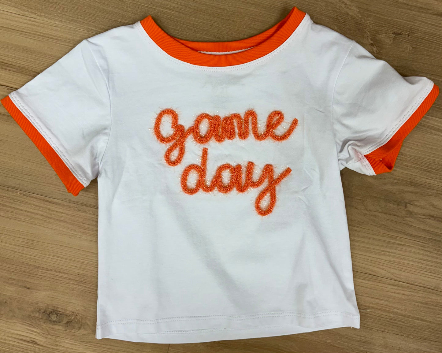 Tinsel Game Day Ringer Boxy T Orange
