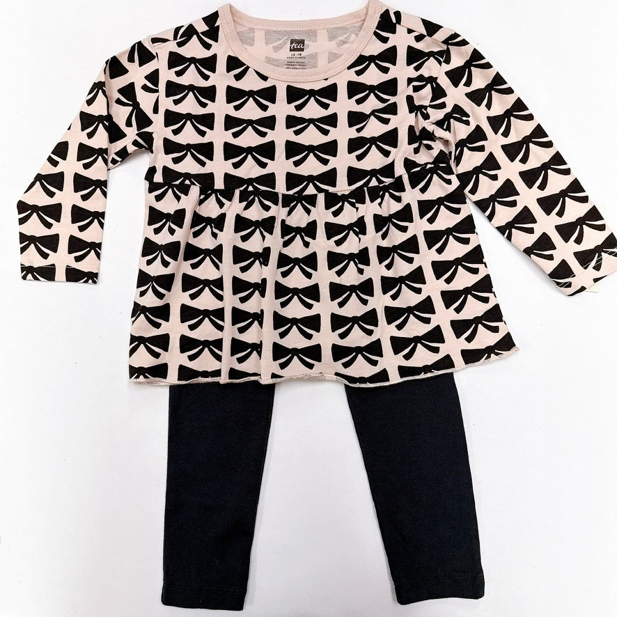 Peplum Top and Pants Bows Set
