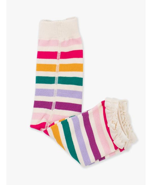 Colorful Rainbow Stripe Ruffle Tights