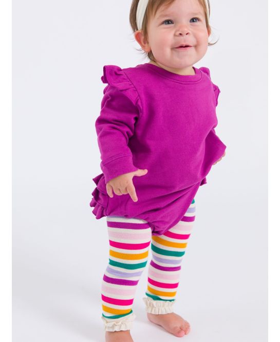 Colorful Rainbow Stripe Ruffle Tights