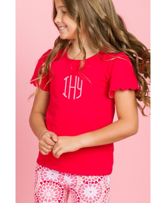 Red S/S Scallop Tee