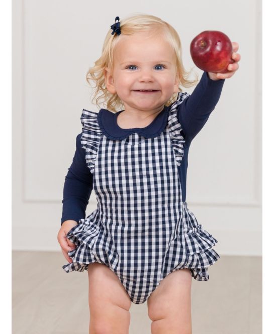 Dark Navy Knit L/S Ruffle Peter Pan Bodysuit