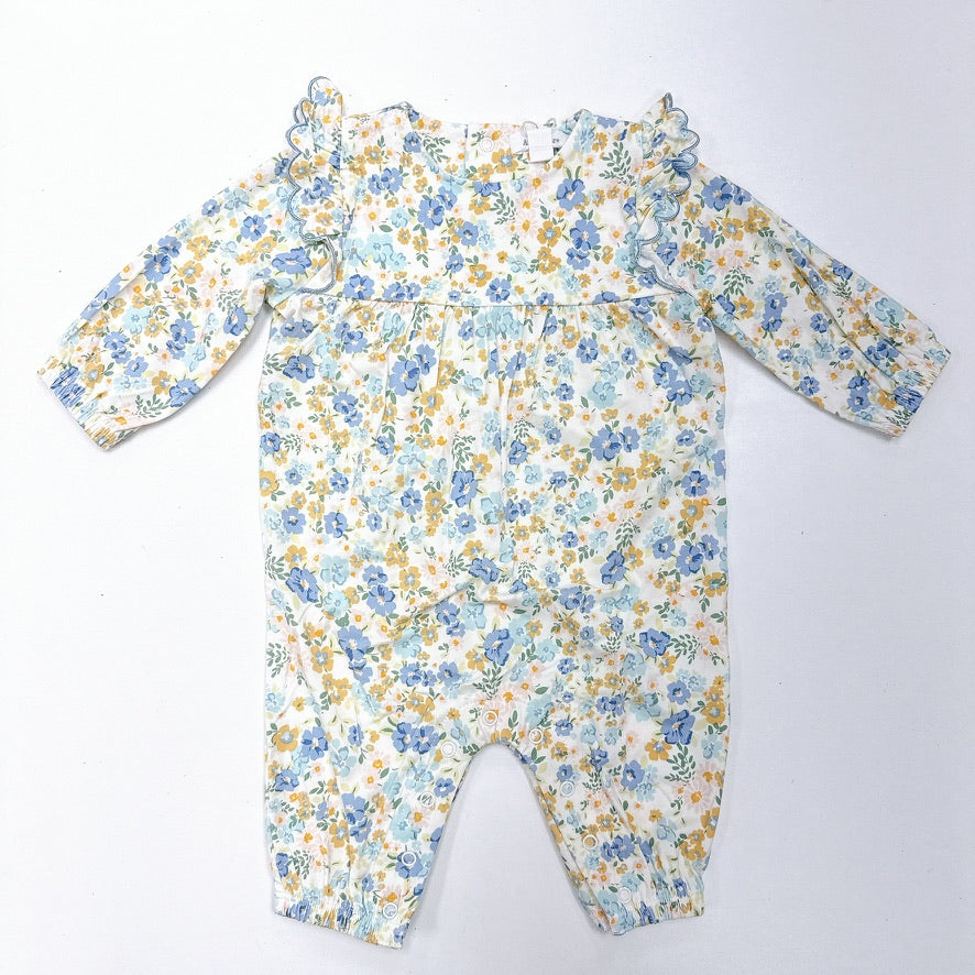 Sweet Rose Calico Petal Ruffle Romper