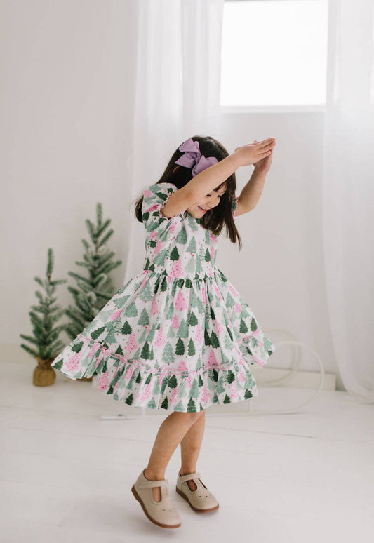 Aura Poplin Dress in Christmas Tree | Girls Dress