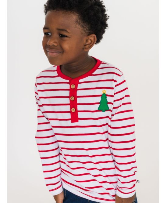 Christmas Tree Red Stripe l/s Henley