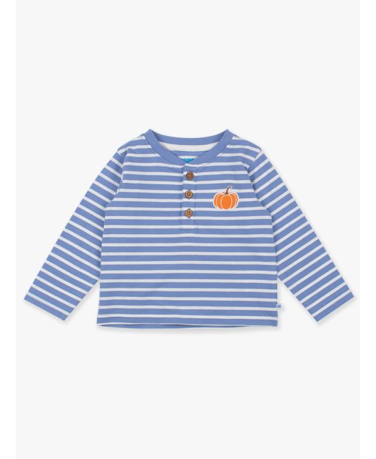 Pumpkin Periwinkle stripe l/s henley tee