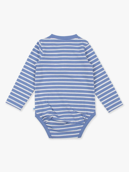 Pumpkin Periwinkle stripe l/s henley bodysuit
