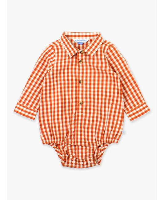 Classic Rust Gingham l/s Button Down Bodysuit