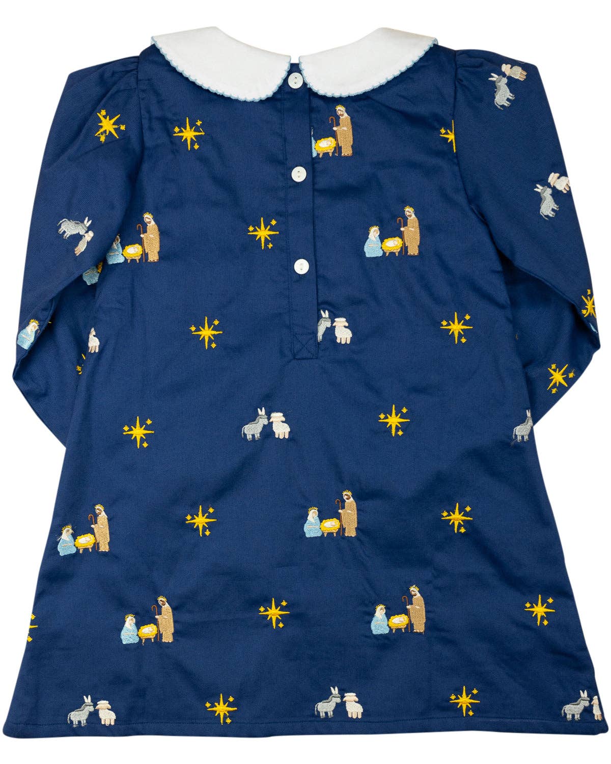 Nativity Embroidered Navy Dress