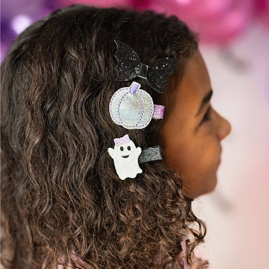 Girly Ghost Halloween Clip Set - Kids Halloween Hair Clips