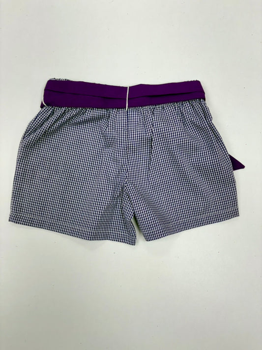 TCU Embroidered Purple Gingham Girls Short with Sash