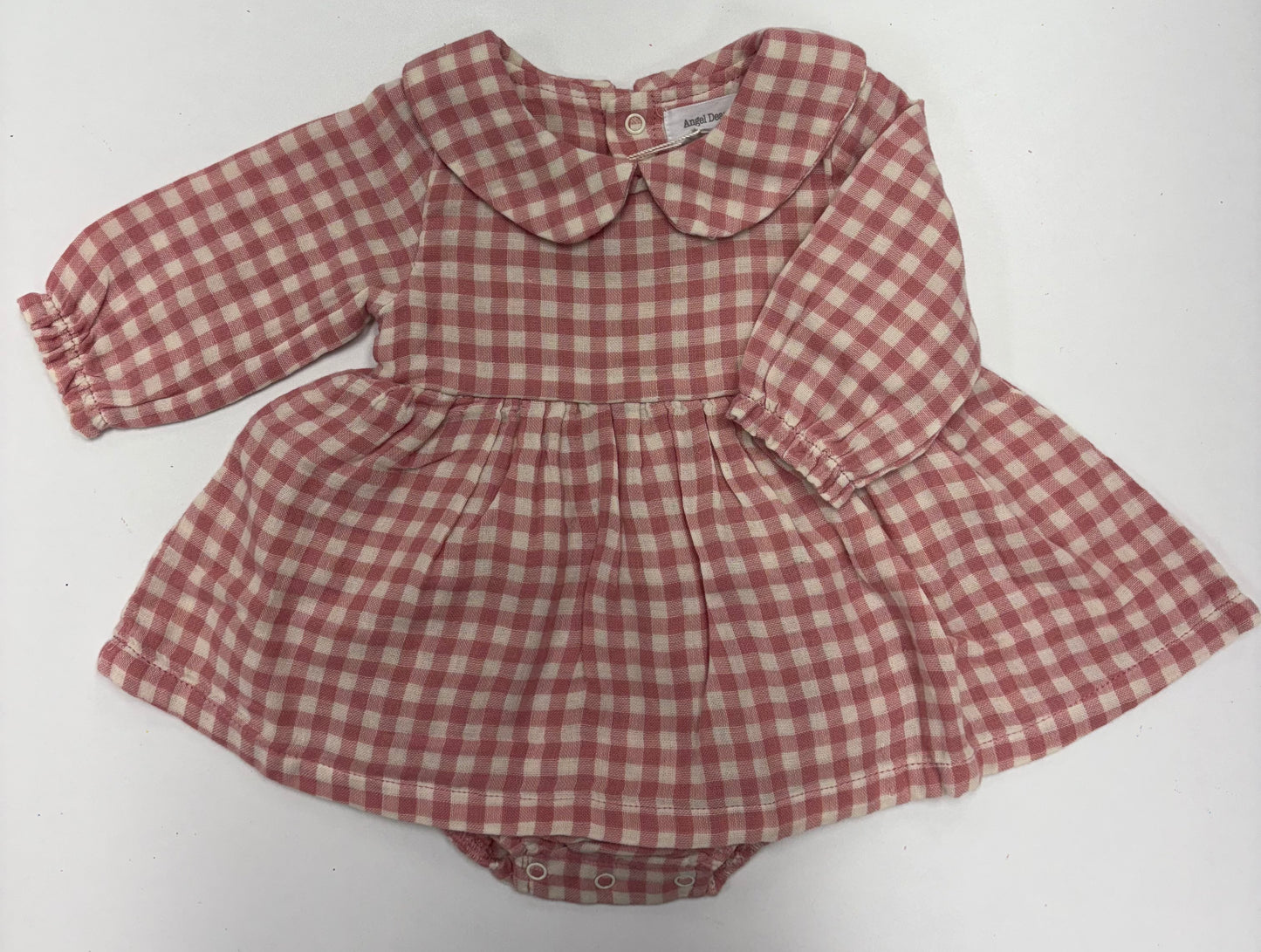 Rose Pink Plaid Peter Pan Collar Bubble