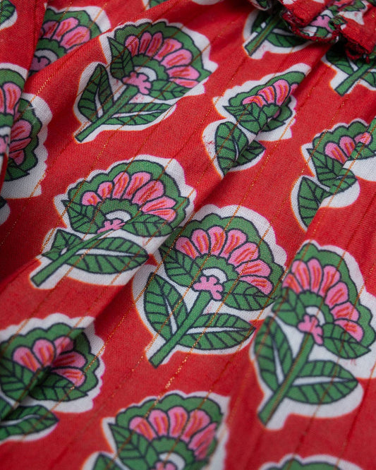 Christmas Floral with Gold Lurex Dress