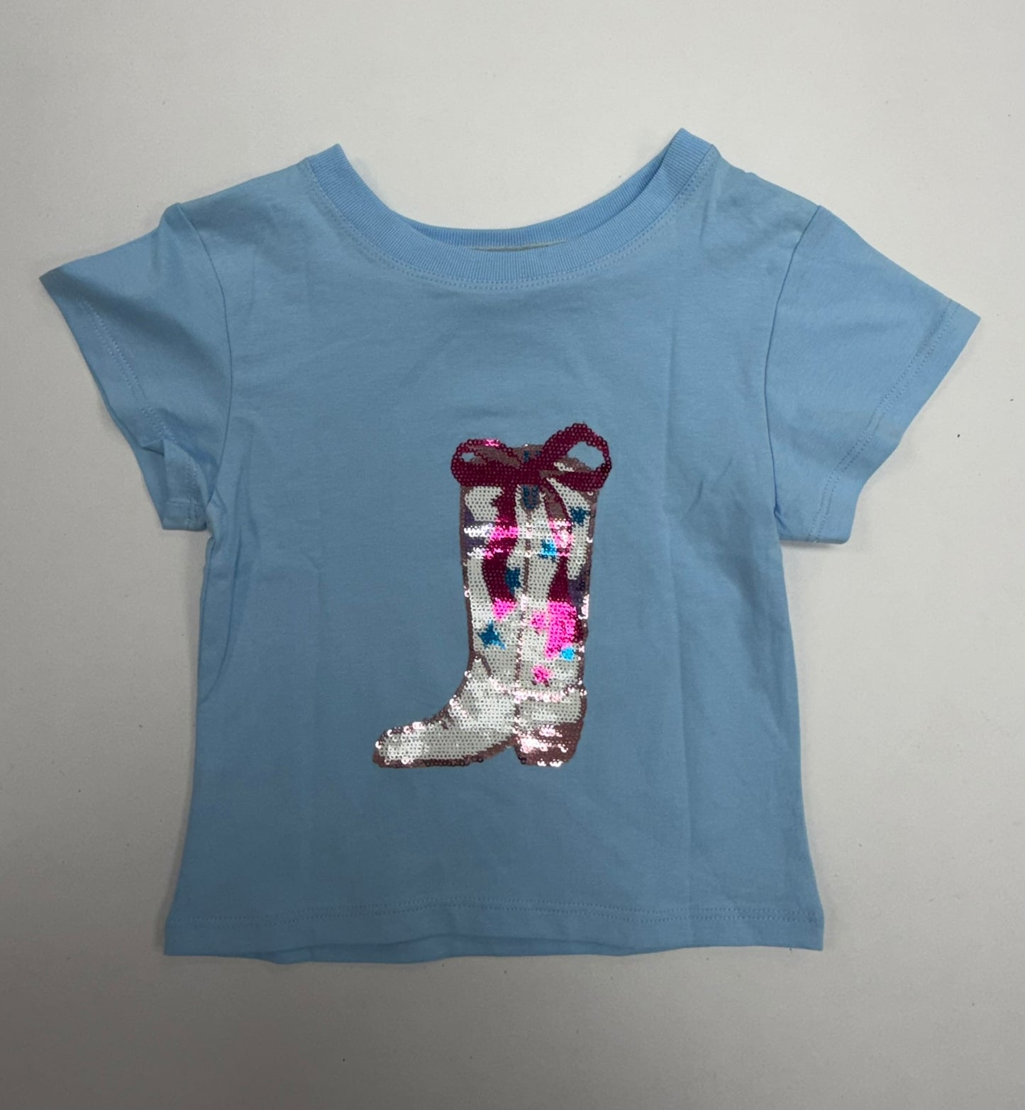Rodeo Sequin Bow Boot Light Blue Boxy