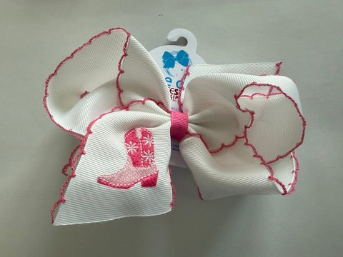 King moonstitch pink boot bow