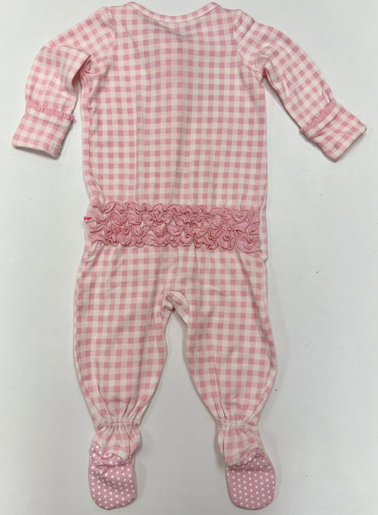 Pink Gingham Ruffle Footie