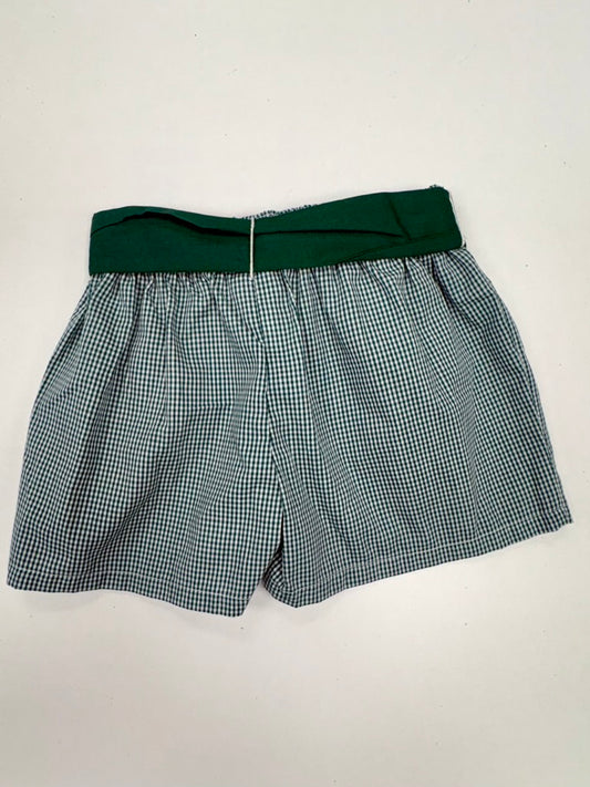 Baylor Bears Embroidered Hunter Green Gingham Girls Short with Sash