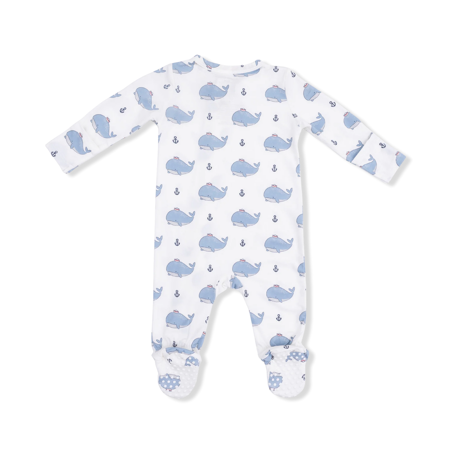 bubble Sailor Whales- 2 way zipper footie