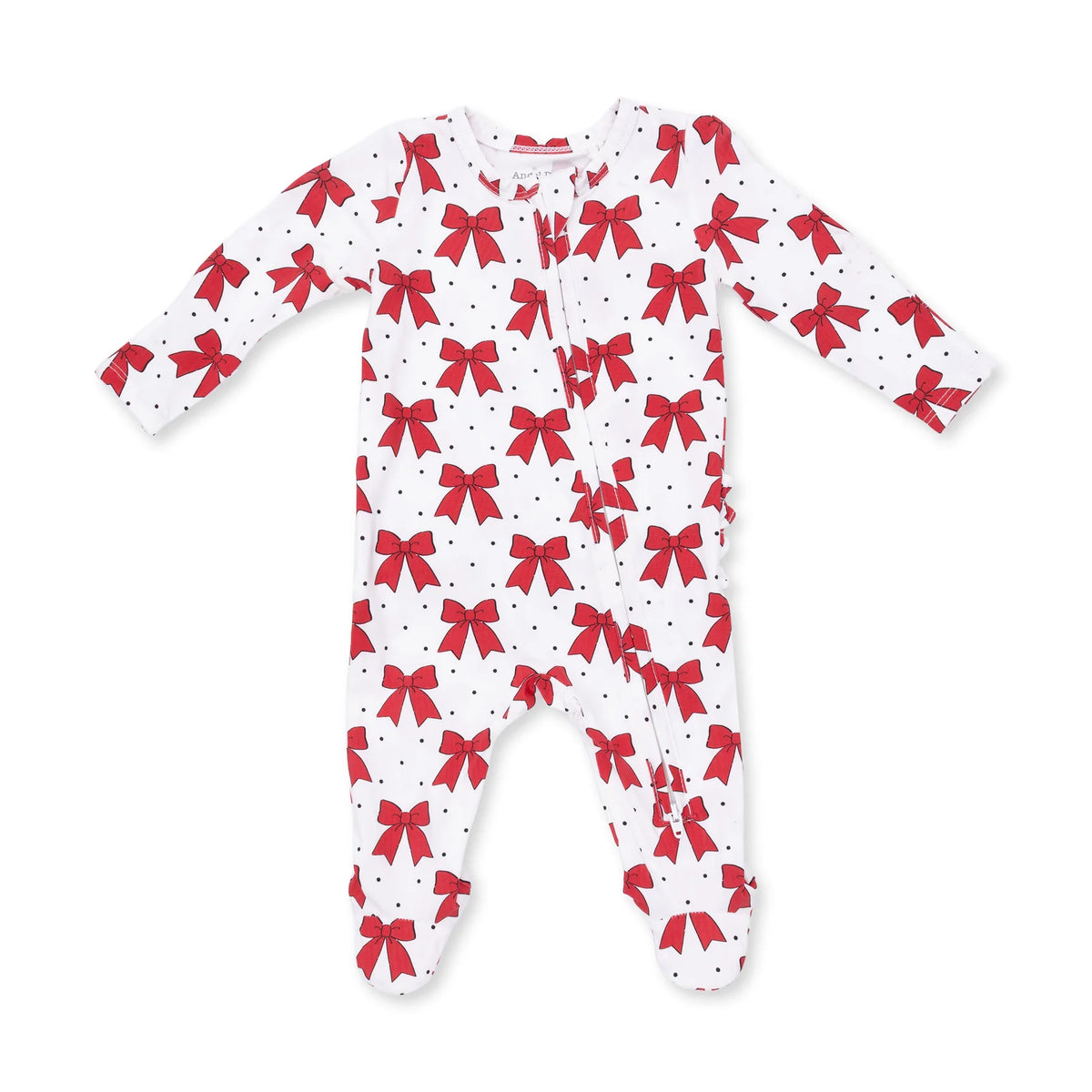 Festive Bows- 2 Way Ruffle Back Zipper Footie