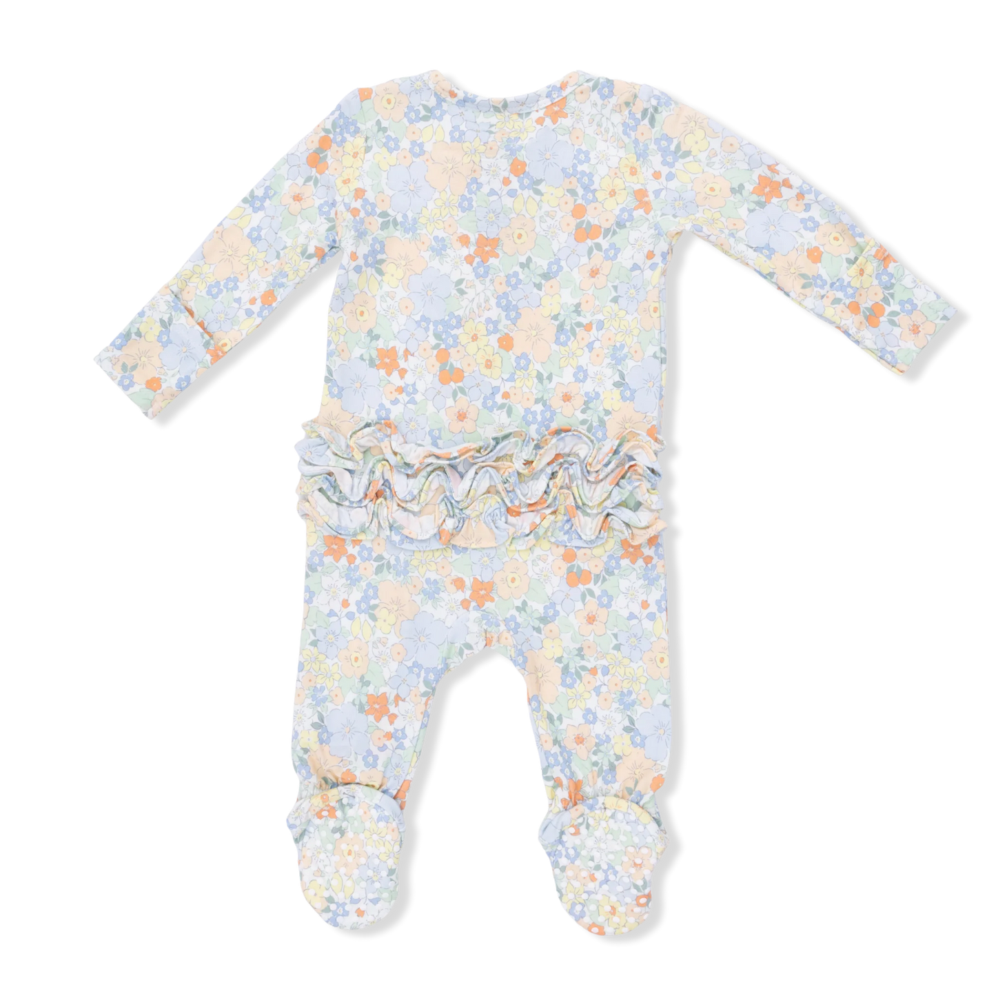 Georgia Floral Ruffle Back Zipper Footie