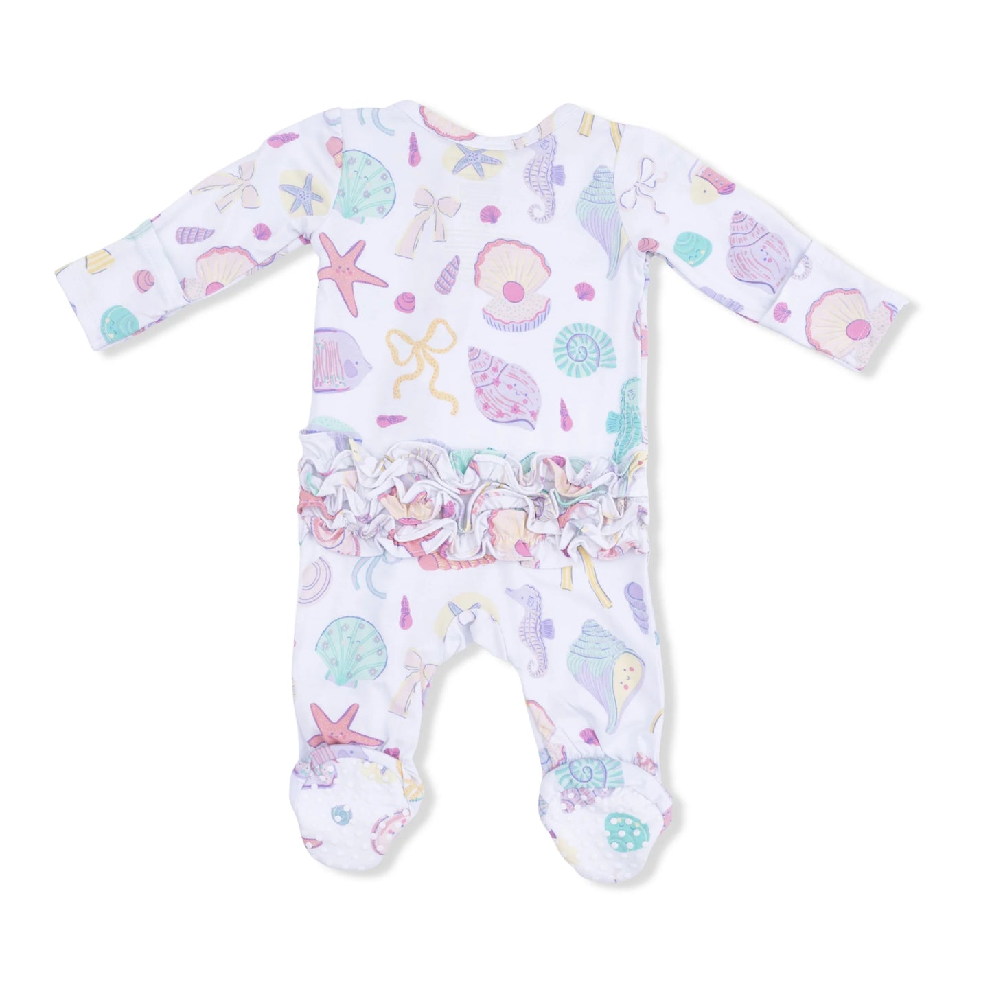 Beach Days Ruffle Back Zipper Footie