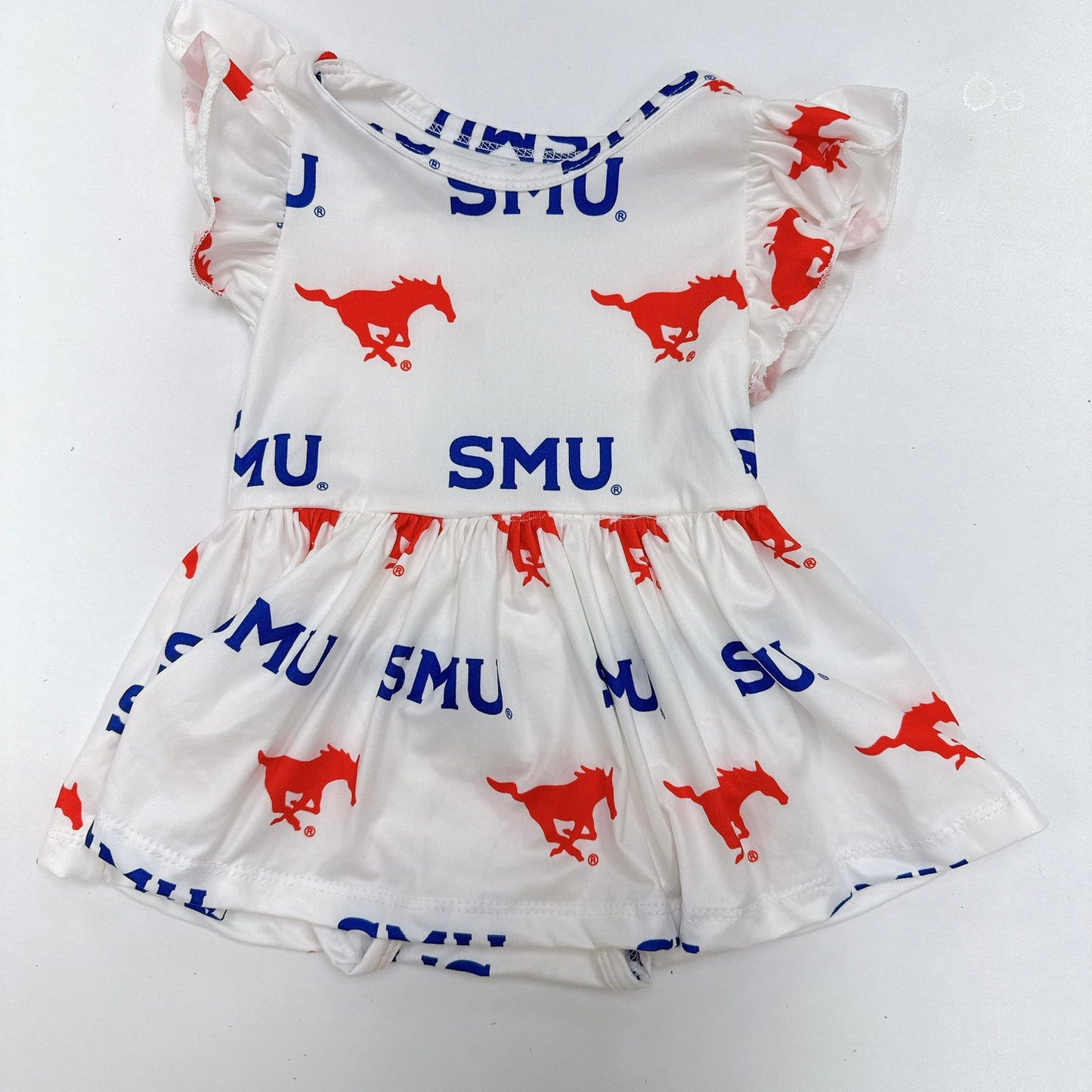SMU White Mustang Flutter Bodysuit