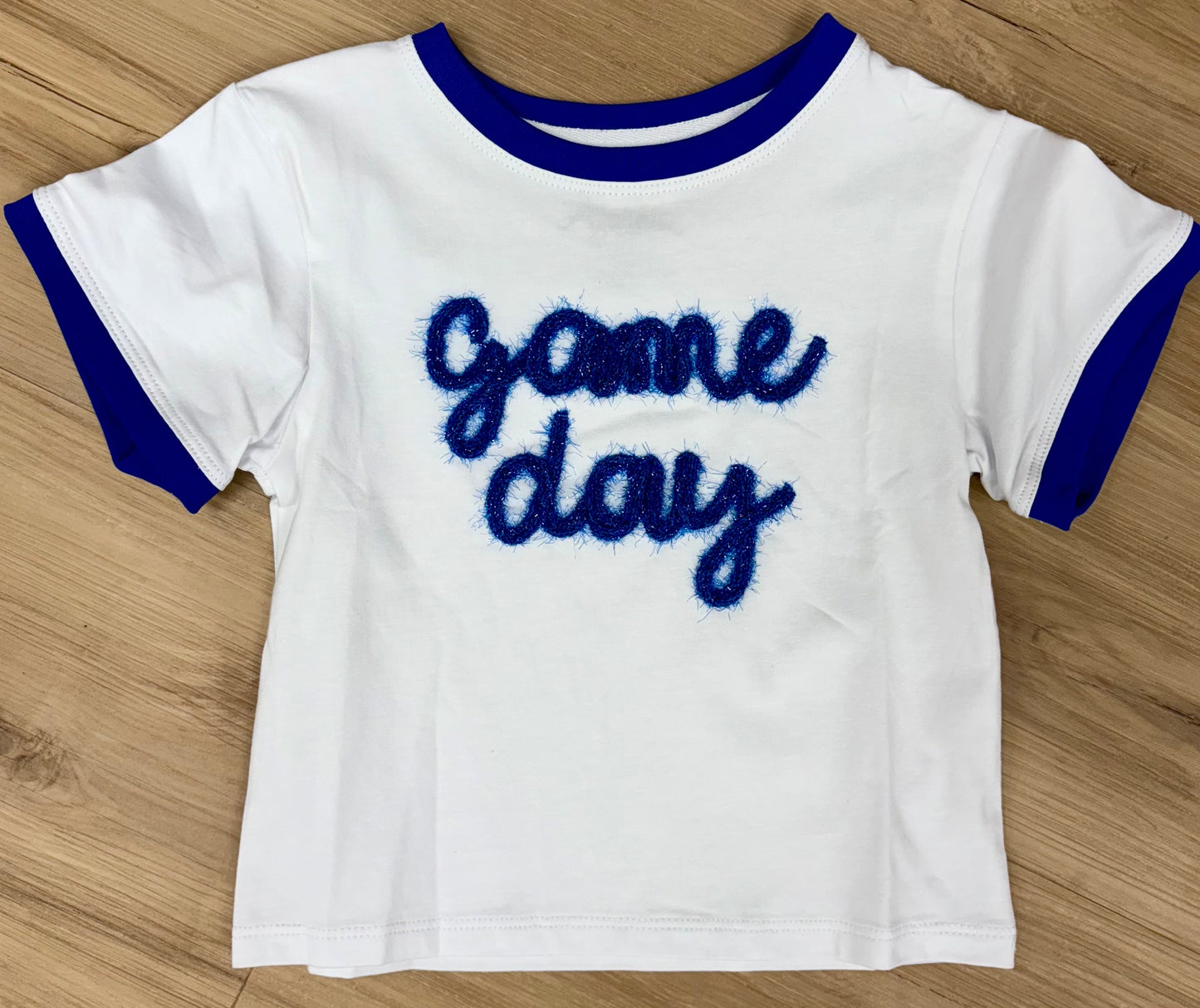 Tinsel Game Day Ringer Boxy T Royal