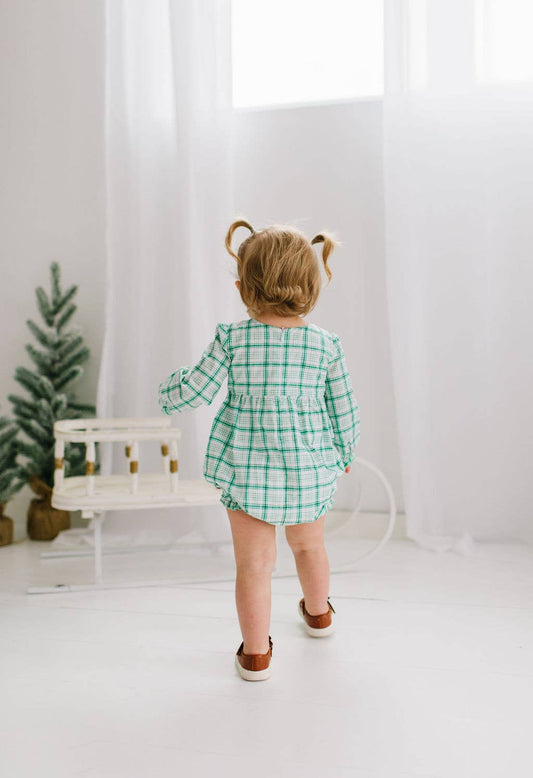 Thalia Poplin Romper in Winter Plaid | Baby Clothing
