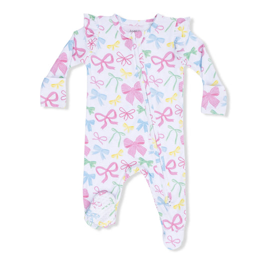 Sweet Bows 2 Way Ruffle Zipper Footie