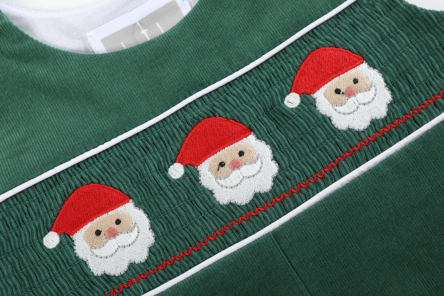 Green Corduroy Santa Smocked Overalls