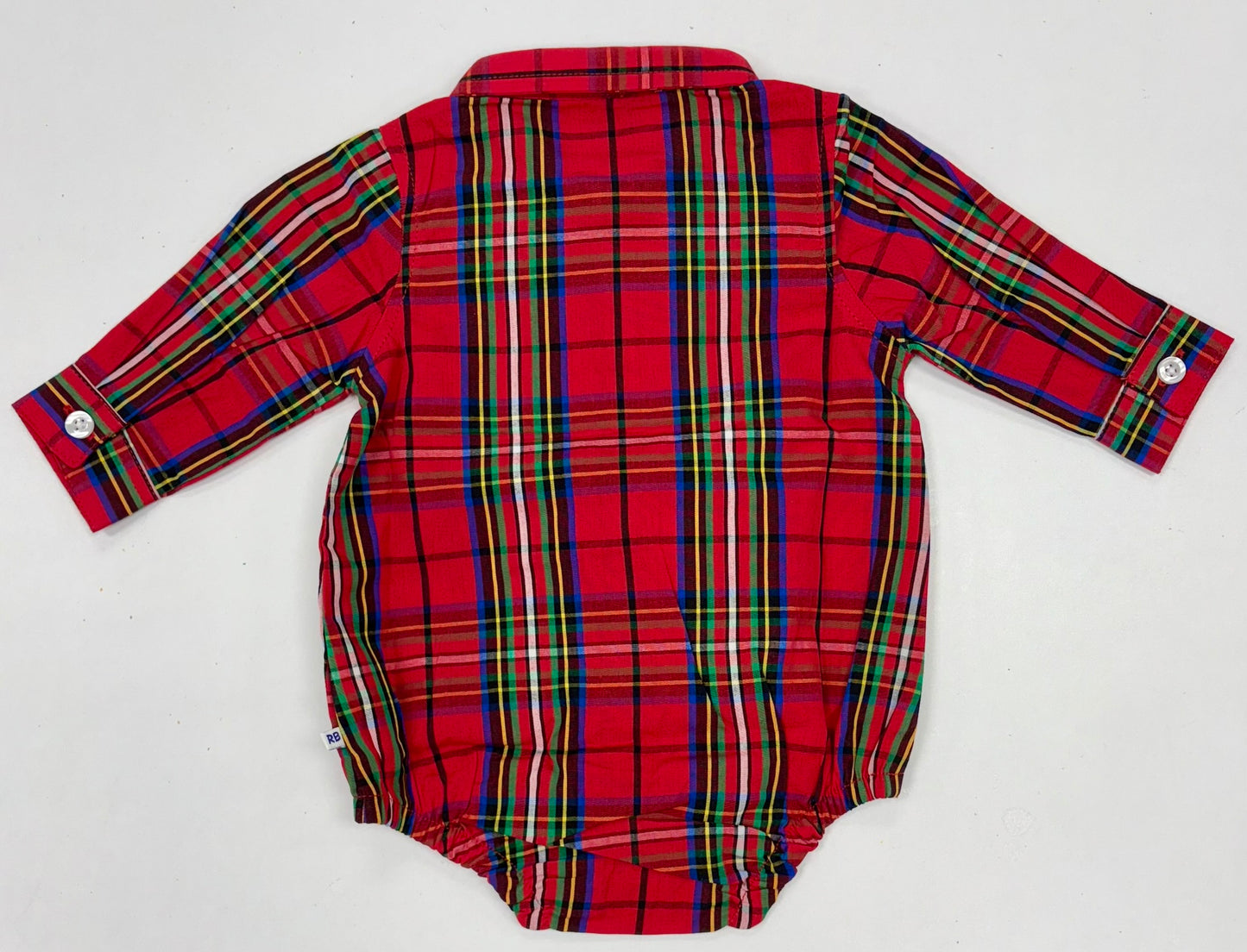 Red Nicholas Plaid Long Sleeve Buttondown Bodysuit