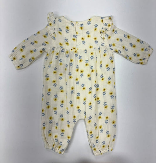 Western Sunflower Ruffle Sleeve Romper