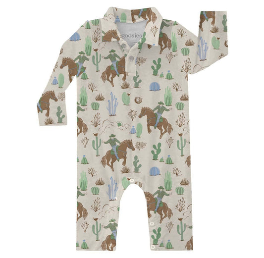 Saddle Up, Cowboy Toile  - LS Polo Romper