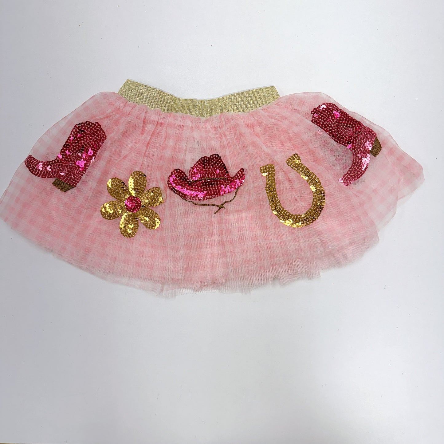 Gingham Western Sequin Tutu Skirt