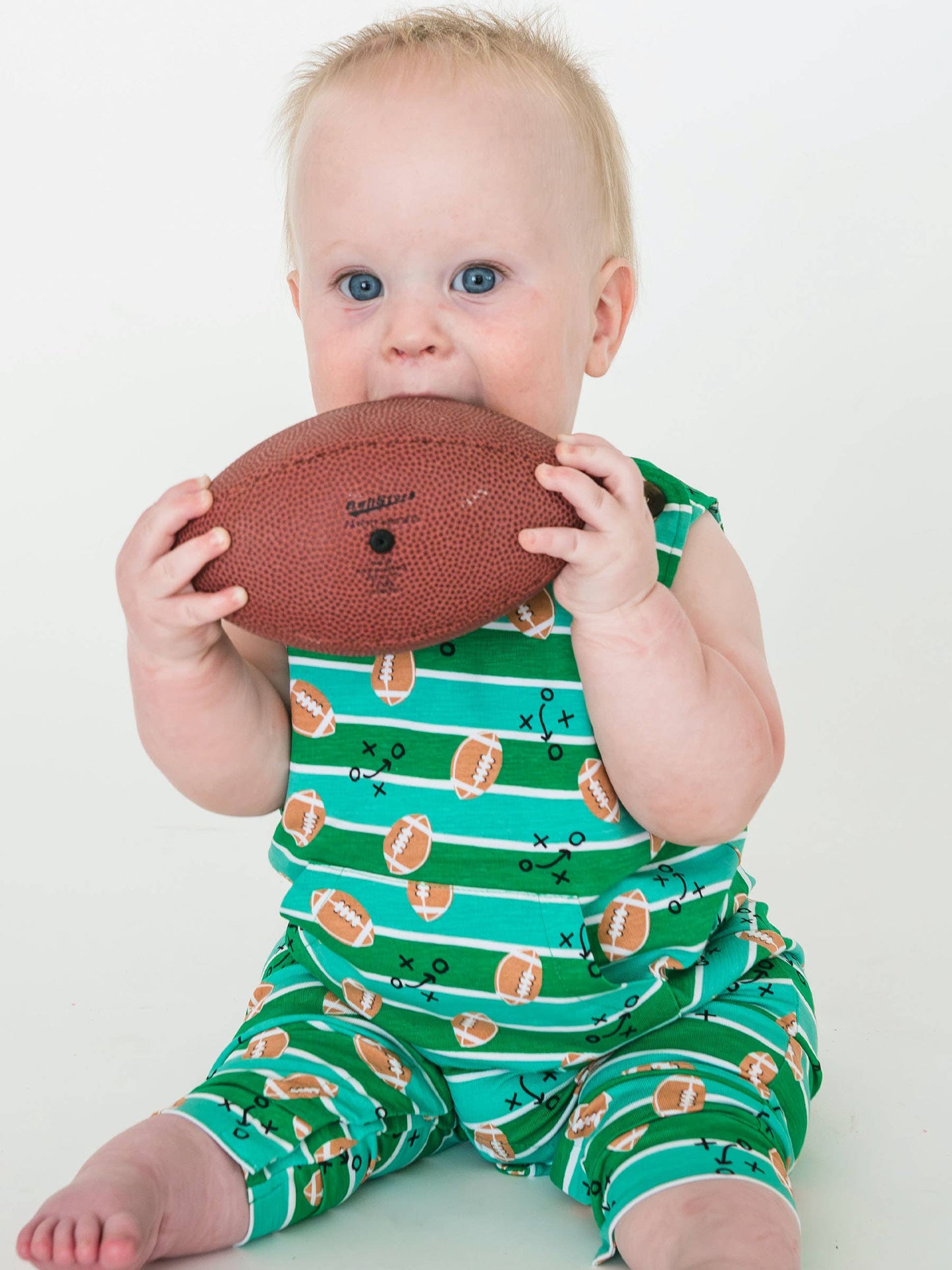 Baby Boys Tackles & Touchdowns Football Knit Longall Pocket Romper