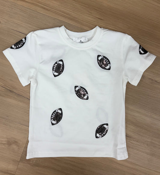 Brown Football Sequin Kid Shirt