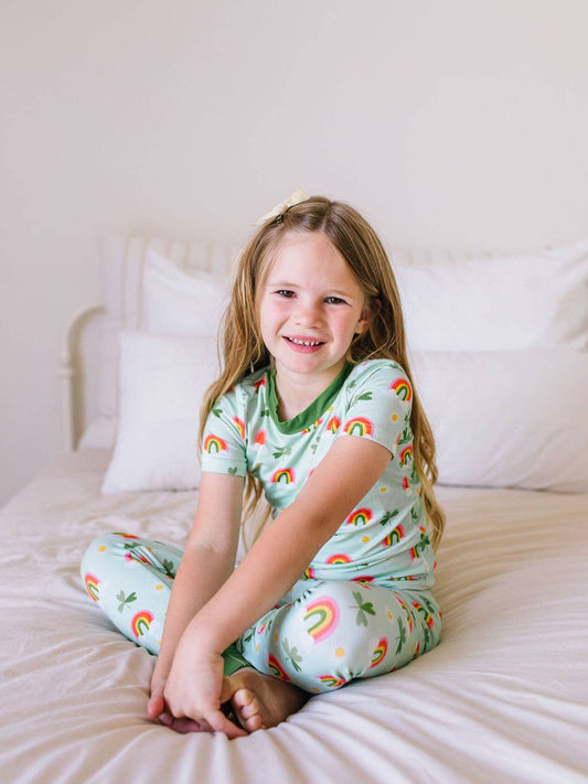 2 piece Short Sleeve Bamboo Pajama in Pure Luck | St Patrick