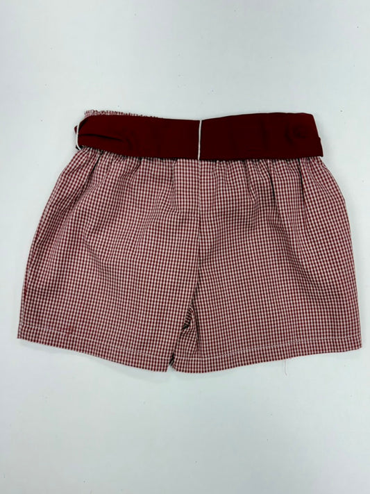 TAMU Embroidered Maroon Gingham Girls Short with Sash