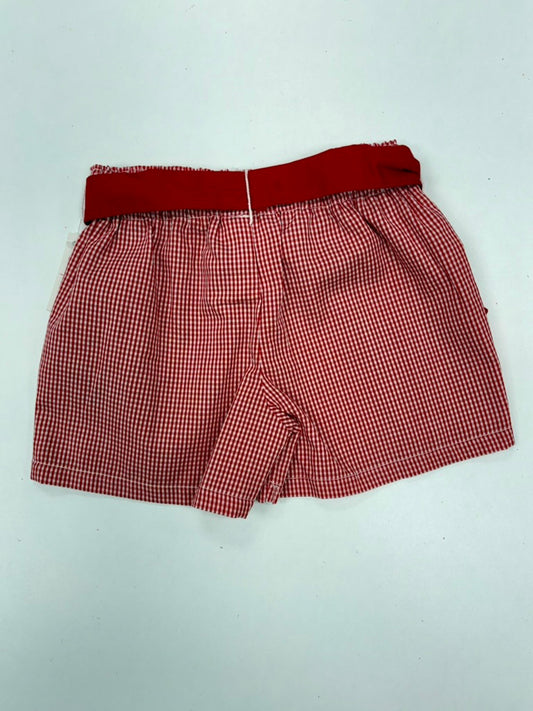 SMU Mustangs Embroidered Red Gingham Girls Short with Sash
