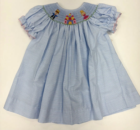 Princess & Castle Smocked Light Blue Short Sleeve Bishop