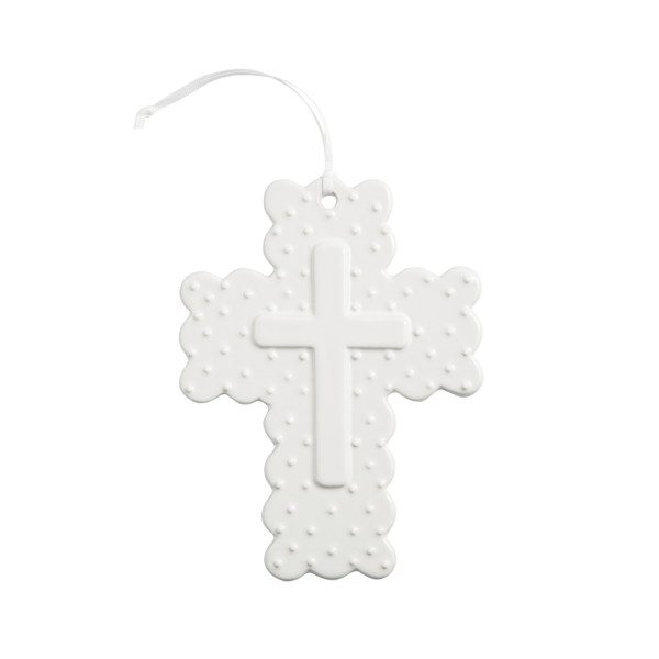 Ceramic Dot Cross - White