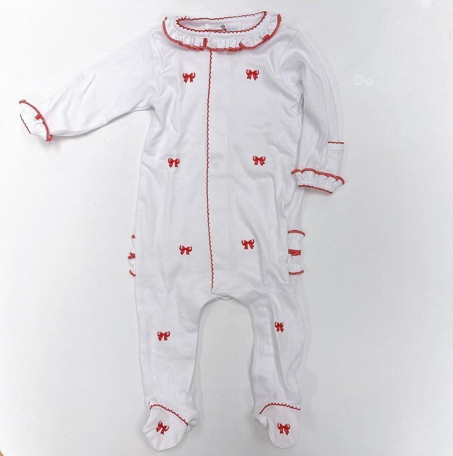 Scarlett Bows- Smocked Collared Footie