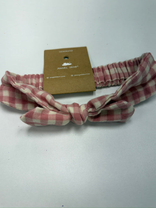 Knot Headband Rose Pink Plaid